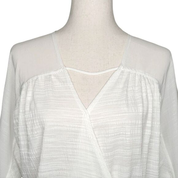 a.n.a. White Surplice 3/4 Sleeve Blouse - Picture 4 of 6